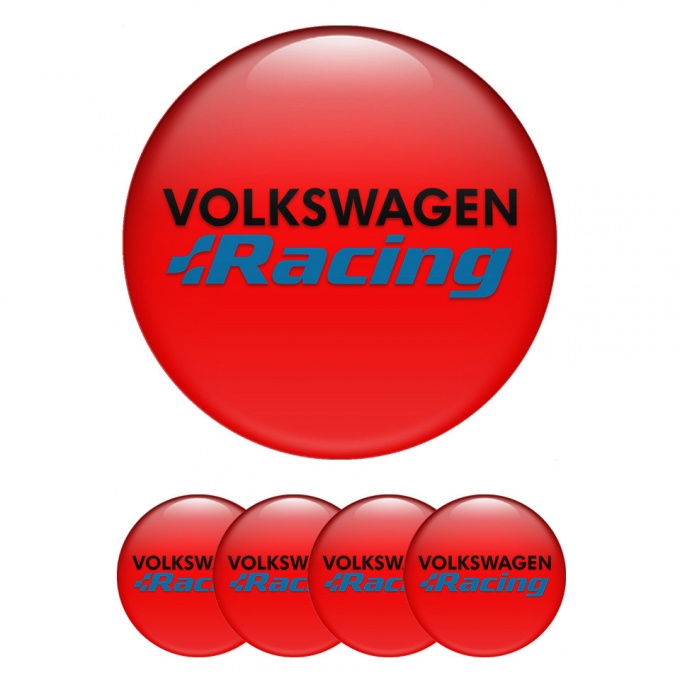 VW Emblem for Wheel Center Caps Red Blue Racing Logo Edition