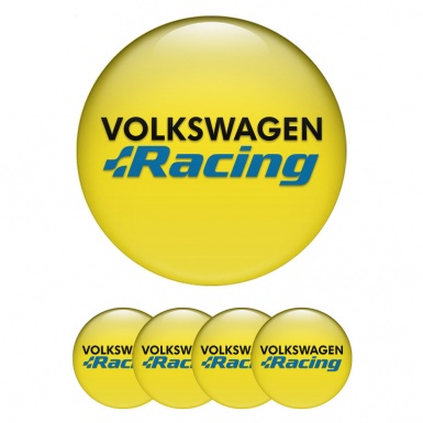 VW Emblem for Center Wheel Caps Yellow Blue Racing Logo Edition