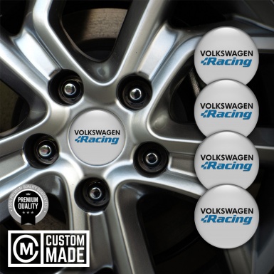 VW Center Wheel Caps Stickers Grey Blue Racing Logo Edition