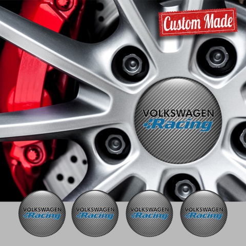VW Emblems for Center Wheel Caps Light Carbon Blue Racing Edition
