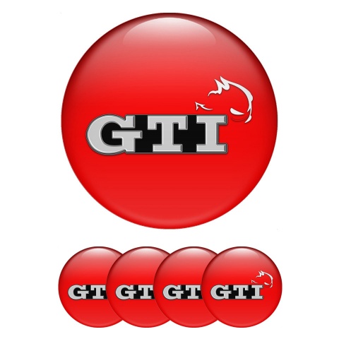 VW GTI Emblems for Center Wheel Caps Red Base Monster Face Edition