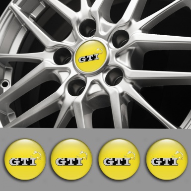 VW GTI Wheel Stickers for Center Caps Yellow Base Monster Face Edition