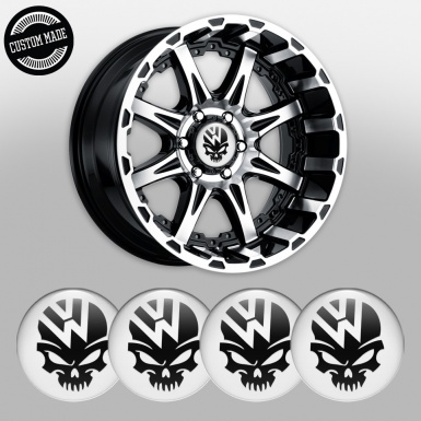 VW Wheel Emblem for Center Caps White Fill Skull Logo Design