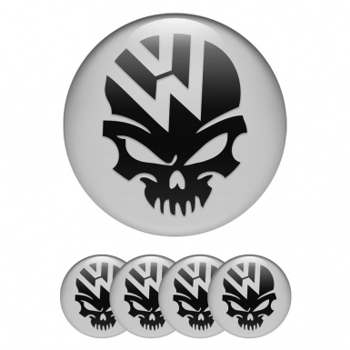 VW Emblem for Center Wheel Caps Grey Base Skull Logo Edition