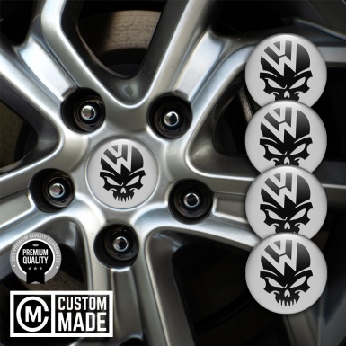 VW Emblem for Center Wheel Caps Grey Base Skull Logo Edition