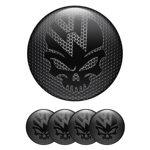 VW Center Wheel Caps Stickers Dark Grate Skull Logo Edition