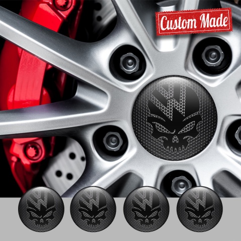 VW Center Wheel Caps Stickers Dark Grate Skull Logo Edition