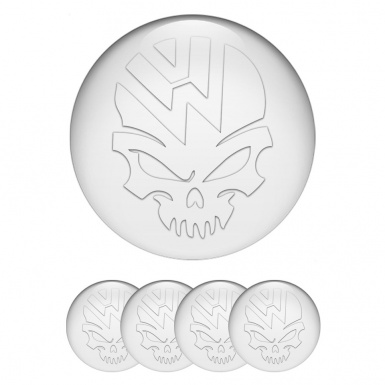 VW Wheel Stickers for Center Caps White Base Transparent Skull Logo