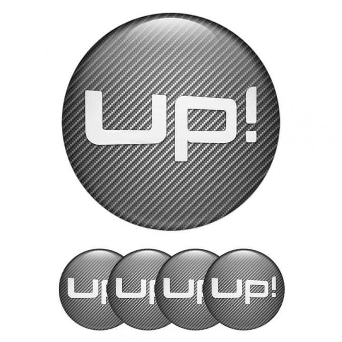 VW Up Wheel Emblem for Center Caps Light Carbon White Logo Design