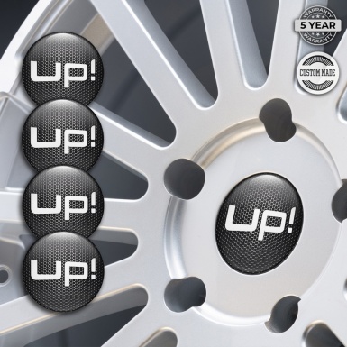 VW Up Stickers for Wheels Center Caps Metal Grate White Logo Motif