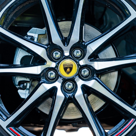 Lamborghini Emblems for Center Wheel Caps Yellow Classic Shield Italian Flag