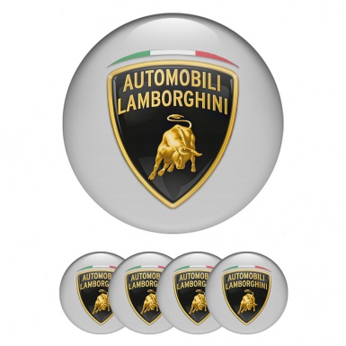 Lamborghini Wheel Stickers for Center Caps Grey Classic Shield Italian Flag