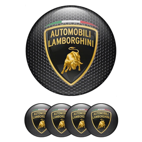 Lamborghini Wheel Emblem for Center Caps Dark Grate Effect Italian Flag