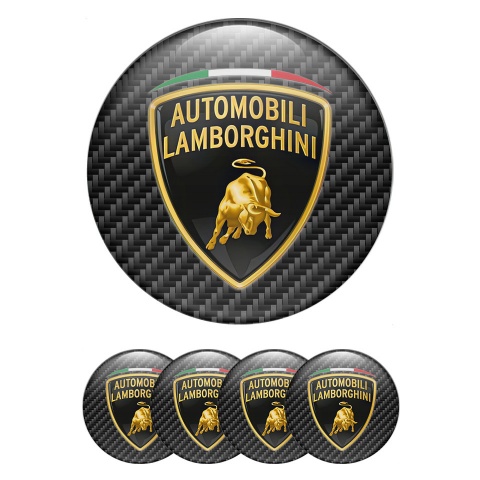 Lamborghini Stickers for Wheels Center Caps Black Carbon Italian Flag