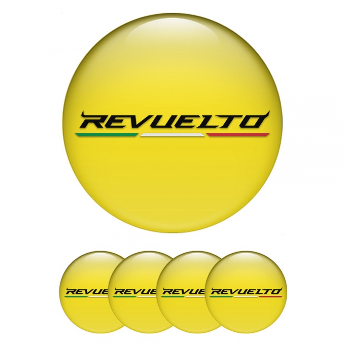 Lamborghini Revuelto Wheel Stickers for Center Caps Yellow Italian Design