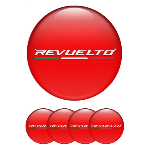 Lamborghini Revuelto Emblems for Center Wheel Caps Red White Edition