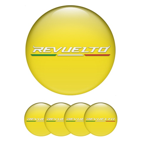 Lamborghini Revuelto Wheel Stickers for Center Caps Yellow White Edition