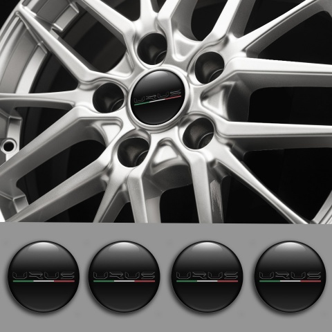 Lamborghini Urus Emblem for Center Wheel Caps Black Base Dark Logo