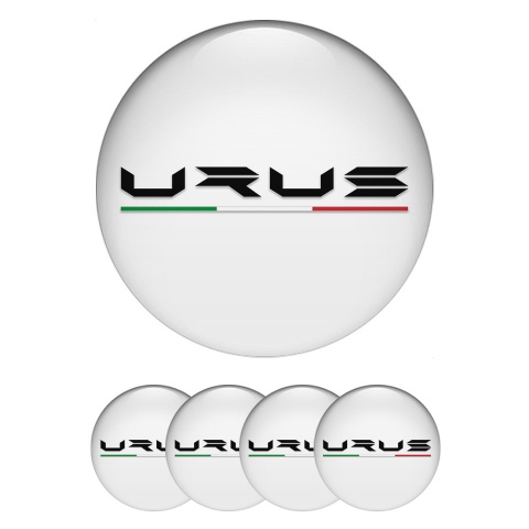Lamborghini Urus Center Wheel Caps Stickers White Base Black Logo Design