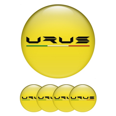 Lamborghini Urus Wheel Stickers for Center Caps Yellow Base Black Logo