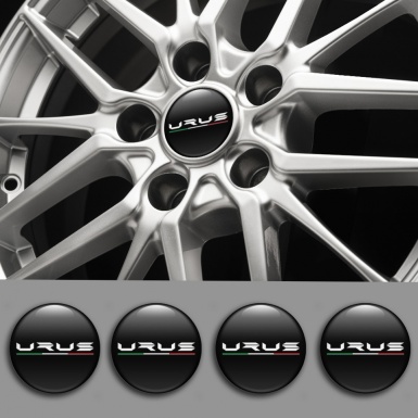 Lamborghini Urus Silicone Stickers for Center Wheel Caps Black White Logo