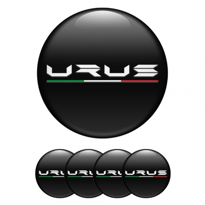 Lamborghini Urus Silicone Stickers for Center Wheel Caps Black White Logo