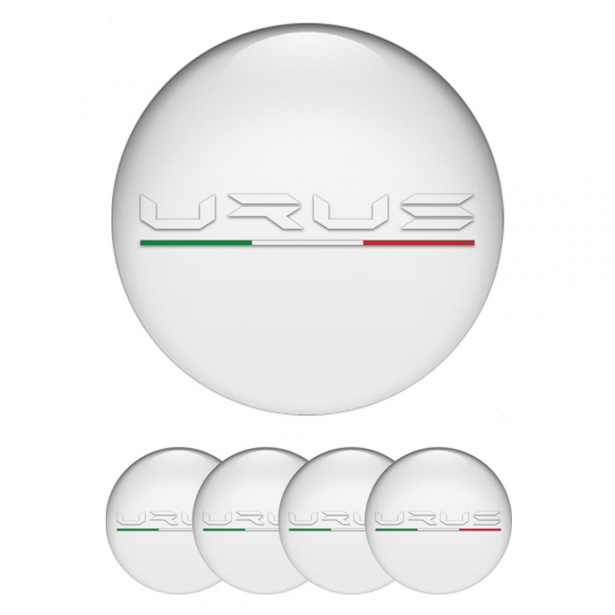 Lamborghini Urus Domed Stickers for Wheel Center Caps Pearl White Logo
