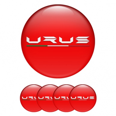 Lamborghini Urus Wheel Emblem for Center Caps Red White Logo Edition