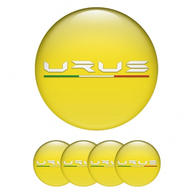 Lamborghini Urus Emblem for Wheel Center Caps Yellow Base White Logo