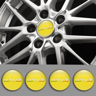 Lamborghini Urus Emblem for Wheel Center Caps Yellow Base White Logo