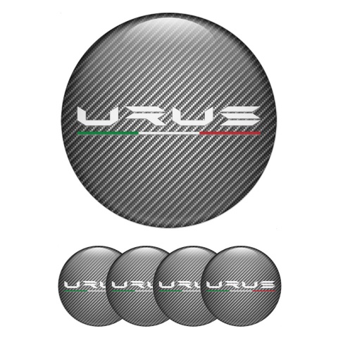 Lamborghini Urus Center Wheel Caps Stickers Carbon Base White Logo Edition