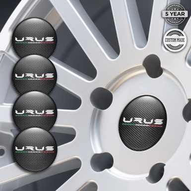 Lamborghini Urus Center Caps Wheel Emblem Metallic Base White Logo Edition