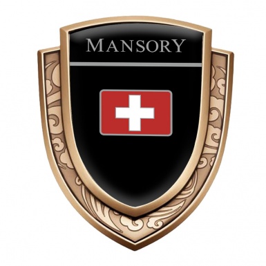 Mansory Emblem Trunk Badge Gold Black Base Cross Logo Design