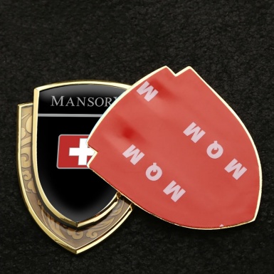 Mansory Emblem Trunk Badge Gold Black Base Cross Logo Design