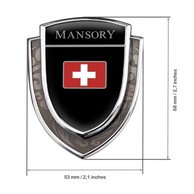 Mansory Emblem Trunk Badge Silver Black Base Cross Logo Design