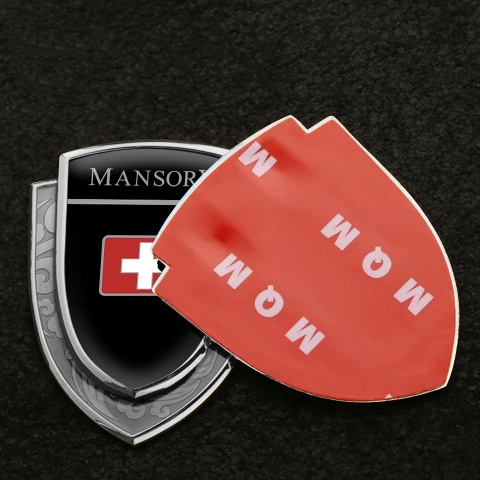 Mansory Emblem Trunk Badge Silver Black Base Cross Logo Design