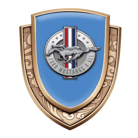Ford Mustang Fender Emblem Badge Gold Glacial Blue Chrome Logo Edition