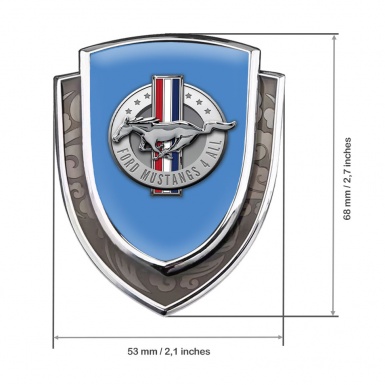 Ford Mustang Fender Emblem Badge Silver Glacial Blue Chrome Logo Edition