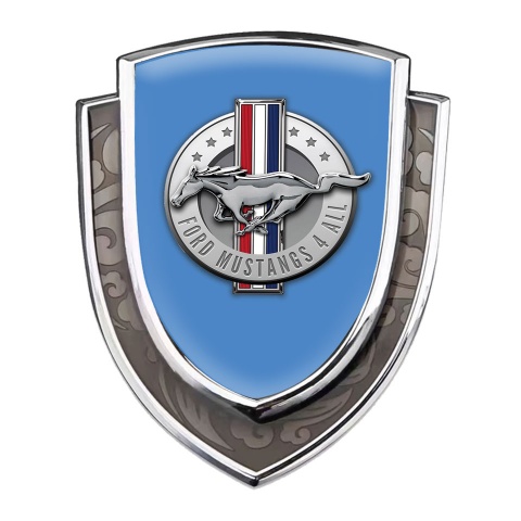 Ford Mustang Fender Emblem Badge Silver Glacial Blue Chrome Logo Edition