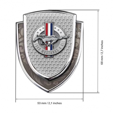 Ford Mustang Emblem Badge Silver Grey Honeycomb Chrome Logo Motif