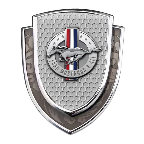 Ford Mustang Emblem Badge Silver Grey Honeycomb Chrome Logo Motif