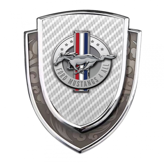 Ford Mustang Domed Emblem Silver White Carbon Chrome Logo Edition