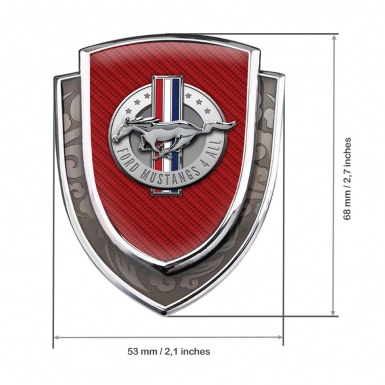 Ford Mustang Bodyside Domed Emblem Silver Red Carbon Chrome Logo Design