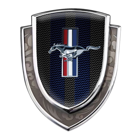 Ford Mustang Badge Self Adhesive Silver Carbon Tricolor Logo Design