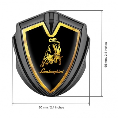 Lamborghini Emblem Badge Self Adhesive Graphite Black Glimmering Frame