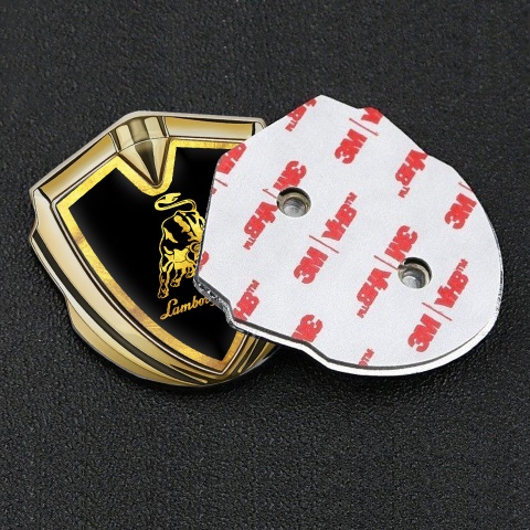 Lamborghini Emblem Badge Self Adhesive Gold Black Glimmering Frame
