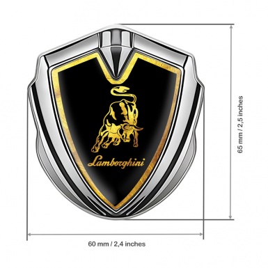 Lamborghini Emblem Badge Self Adhesive Silver Black Glimmering Frame