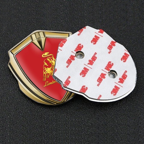 Lamborghini Metal Emblem Self Adhesive Gold Red Gradient Logo Motif