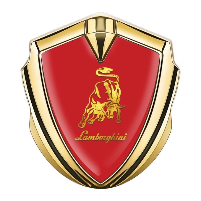 Lamborghini Metal Emblem Self Adhesive Gold Red Gradient Logo Motif