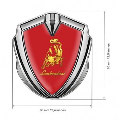 Lamborghini Metal Emblem Self Adhesive Silver Red Gradient Logo Motif